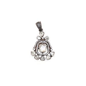 Top vente sur 925 argent Sterling plaqué oxydé sophistiqué Super léger plaqué argent blanc Moissanite pierres Design pendentif - Product Image 1