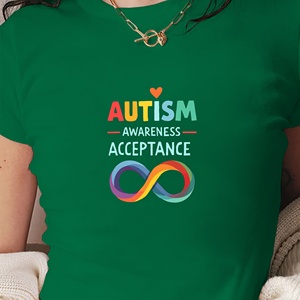 <b>Autism</b> Awareness Acceptance Women's Y2K Short Sleeve Crew Neck T-<b>Shirt</b>, Slim Fit Knitted Spandex Polyester Print, All Seasons Fa - Product Image 6