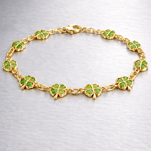 Pulseras de tenis de moda para mujer, con dije de trébol de cuatro hojas de metal personalizado por el fabricante, en oro. - Product Image 2