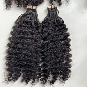 Cinta de pelo rizado birmano, pelo virgen de doble estiramiento, extensión de cabello humano 100% sin procesar, Color Natural, lista de precios de fábrica - Product Image 1