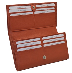 Women's Vintage Style Long Genuine Leather Multi-Function <b>Wallet</b> <b>RFID</b> <b>Blocking</b> Zipper Button Closure Custom Logo Print Polyester - Product Image 5