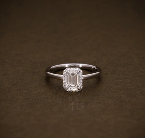 925 Sterling <b>Silver</b> <b>Emerald</b> Cut Cute Diamond <b>Ring</b> IGI Certified Classic Wedding Band for Engagement Anniversary Party Gift - Product Image 1