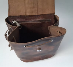Handmade Unisex Vintage Fashion Backpack High Quality Genuine Leather String Carrying System 23L Capacity Arcuate Shoulder <b>Strap</b> - Product Image 2
