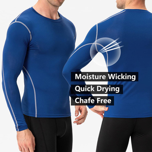 <b>Moisture</b> <b>Wicking</b> Knitted Slim Fit Mens Long Sleeve Compression <b>Shirt</b> Customizable Quick Dry Sporty Anti-UV Breathable Sportswear - Product Image 4