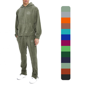 Conjunto de Sudadera con Capucha y Pantalones Deportivos para Hombre, Estilo Acid Wash, con Pedrería, de Algodón, para Ropa Urbana, Proveedor de Conjuntos Deportivos - Product Image 1