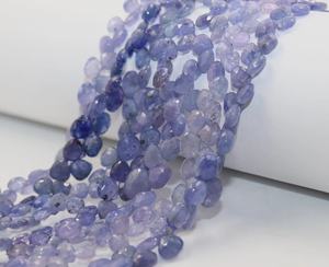 5.5mm Tanzanite Faceted Heart Shape Briolette Beads 8 Inches Top Drilled for <b>Jewelry</b> <b>Making</b> & Crafts Premium Quality Stone Beads - Product Image 4