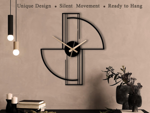 Reloj de Pared Moderno de Metal, Diseño Geométrico Abstracto de Medio Círculo, Reloj Decorativo Contemporáneo, Decoración de Pared Interior de Lujo para el Hogar - Product Image 6