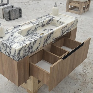 Lavabo <span class=keywords><strong>da</strong></span> Parete Personalizzato in Marmo Calacatta Viola per <span class=keywords><strong>Bagno</strong></span>, <span class=keywords><strong>Lavandino</strong></span> <span class=keywords><strong>da</strong></span> <span class=keywords><strong>Appoggio</strong></span> per Vanità - Product Image 3