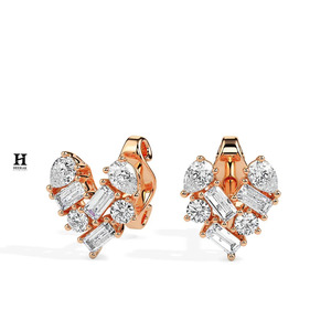 Pendientes de Diamantes de Laboratorio en Forma de Corazón de Lujo, Pendientes de Diamantes CVD con Corte Baguette y Pera Multiforma, Joyería Fina de Oro Sólido - Product Image 5