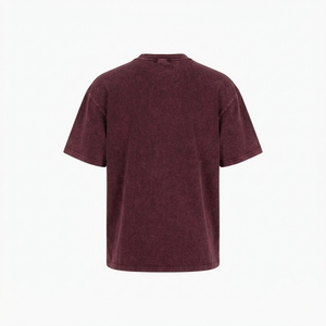 <b>Men's</b> Burgundy Washed T Shirt Oversized Crew <b>Neck</b> Short Sleeve Casual Streetwear Cotton <b>Tshirt</b> Relaxed Fit Top - Product Image 4