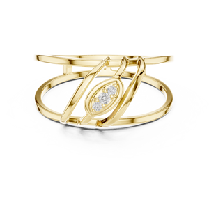Anillo de oro macizo de 14k para mujer con diamantes de corte redondo minimalista de banda dividida, ideal para regalo, compromiso, aniversario, boda - Product Image 1
