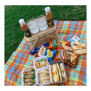 Square bamboo <b>basket</b> produced from eco bamboo material with handle for fruit holding cake <b>display</b> and storage use Vietnam - Product Image 1