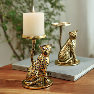 Portavelas Jaguar de Aluminio con Acabado en Latón, Estatua Decorativa para Mesa, Decoración del Hogar, Obsequio para Bodas y Aniversarios, Set Premium - Product Image 6