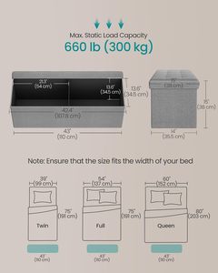 Banco de Almacenamiento Moderno de Tela con Tapa Acolchada para Sala de Estar, Muebles para el Hogar - Product Image 2