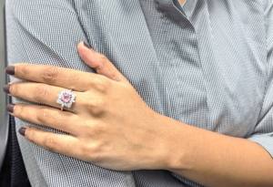 Anillo de Compromiso con Halo de Diamantes Rosados de Corte Cojín de 1.15 Ct, Estilo Marquesa Floral, para Mujer, Oro Rosa de 14K, Diamante Cultivado en Laboratorio, Aniversario, Boda - Product Image 4