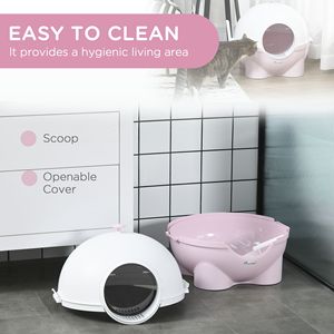 Lettiera per Gatti XL Rosa Chiaro con Coperchio in PP Facile da Pulire, Paletta e Maniglia Superiore - Lettiera Intelligente per Cani e Gatti - Product Image 5