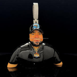 Hiphop Diamant Moissanite 3D Visage Personnalisable Plaqué Or 925 Pendentif En Argent Sterling avec Émail Iced Out Charms - Product Image 3