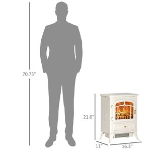 Chimenea Eléctrica Beige de 725W/1450W con Llamas LED Realistas y Leños, Calentador de 1450W - Product Image 3