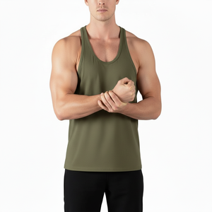 New Style 2026 Sleeveless Workout Vest Man Fitness Tank Top Racer Back Muscle Fit <b>Running</b> Cotton Made <b>Singlet</b> Training Stringer - Product Image 4