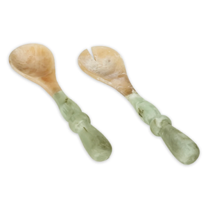 Artisan Resin <b>Salad</b> Servers Handcrafted Manual Eco-Friendly Serving Utensils Dishwasher Safe Lightweight Green Kitchen <b>Tools</b> - Product Image 3