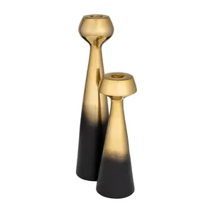 Handmade Metal <b>Candle</b> Holder Manufacturer with Large Bulk Production Capacity for Global B2B Wholesale BuyersTapered Gold Black - Product Image 3