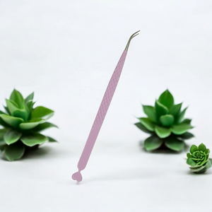 Pince à épiler incurvée d'extension de cils en acier inoxydable finition impression diamant Design coeur - Product Image 1