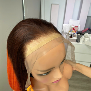 Pelucas LINU Bob con flequillo, cabello virgen rubio HD para encaje frontal, doble densidad 250%, peluca larga de corte recto para mujer - Product Image 5