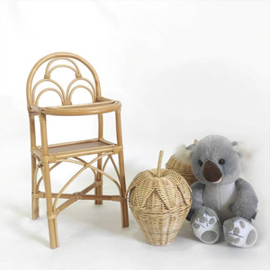 Rattan <b>play</b> high chair pretend highchair <b>doll</b> feeding chairs eco friendly toys for the child - Product Image 3