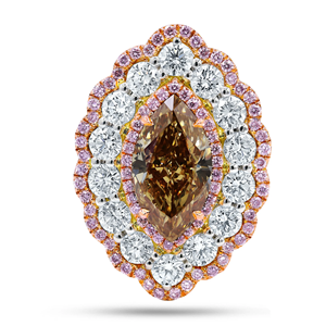 4.86 CT Centered Brown <b>Emerald</b> Cut Moissanite with Side Pink & White Diamonds 925 <b>Silver</b> Prong Setting Anniversary Gift <b>Ring</b> - Product Image 1