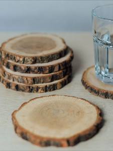 Posavasos de madera Terr wood Design, redondos, hechos a mano, de madera natural, estilo Wabi Sabi, juego de posavasos para mesa. - Product Image 1