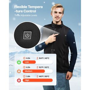 Gilet Riscaldante Elettrico Ricaricabile Leggero da Uomo, Batteria da 16000 mAh, 6 Zone di Riscaldamento, Gilet Invernale 3 per Sport all'Aperto - Product Image 3