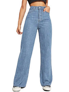 Pantalones Vaqueros Rectos para Mujer Talla Grande, Cómodos, con Múltiples Bolsillos, 100% Algodón, Largos, OEM, de la Mejor Calidad - Product Image 2