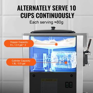 Macchina per gelato commerciale 34-44 L/H 3400W 3-Flavor Freestanding Soft Serve Maker 2 X 9L in acciaio inossidabile tramoggia pannello LED - Product Image 4