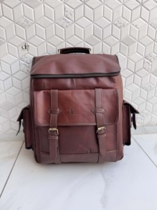 Latest Collection Genuine Leather Leather <b>Backpack</b> Vintage Style Softback Real Leather Laptop Bag <b>School</b> Use Hasp Closure Unisex - Product Image 5