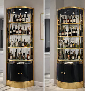 High <b>End</b> Wooden <b>Bar</b> Cabinet Argmac Multifunction Storage with Multiple Compartments Freestanding Design for Home Club and Lounge - Product Image 4