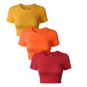 Hot Selling Scoop Neck Seamless Spandex/Nylon Skinny Fit Crop <b>Tops</b> for Women Fitness Breathable - Product Image 6