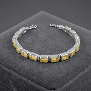 Bracelet en argent sterling 925 avec pierre précieuse citrine jaune, bijoux élégants pour les fêtes et les occasions spéciales pour filles - Product Image 4