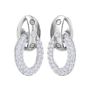 Pendientes de Aro con Diamantes Chapados en Oro Blanco de 18K de Primera Calidad, Pendientes Colgantes de Lujo con Eslabones Ovalados Entrelazados para Mujer, Joyería Fina - Product Image 4