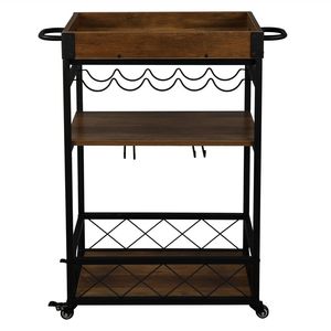 Carrello di Servizio Industriale in Stile Vintage in Legno e Metallo, Carrello Mobile da Cucina e Bar per Casa - Product Image 1