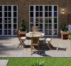 ชุดโต๊ะรับประทานอาหารไม้สักแท้สำหรับกลางแจ้ง พร้อมเก้าอี้พับได้ ผิวสัมผัสธรรมชาติ กันน้ำ เป็นมิตรกับสิ่งแวดล้อม เหมาะสำหรับสวน ลานบ้าน และโรงแรม - Product Image 1