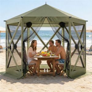 Gazebo da campeggio verde scuro con protezione solare per feste ed eventi - Product Image 1