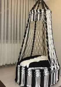 Columpio de macramé, Silla colgante de macramé, Columpio redondo de macramé, Hamaca colgante de macramé de algodón - Product Image 3