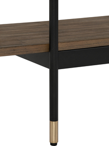 Industrial Modern Console <b>Table</b> with 2-Tier Wood Shelves Entryway <b>Table</b> with <b>Gold</b> Accents for Hallway and Living Room - Product Image 4