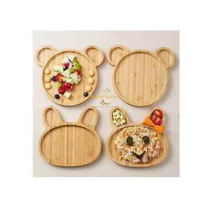 Assiette pour enfant en bambou naturel, écologique, assiette d'alimentation pour bébé, vaisselle pour enfants sûre, pour la vente en gros - Product Image 2