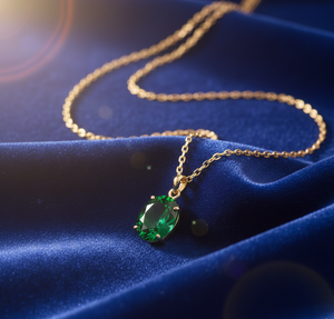 Collier ovale en argent sterling 925 plaqué or 18 carats avec pierre verte hydro, longueur 16 pouces, idéal pour les soirées, cadeau pour femme - Product Image 1