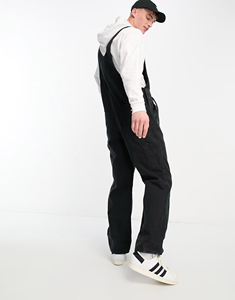 Overol de Mezclilla Negro para Hombre, Color Sólido, Algodón de Peso Medio, Corte Holgado, Estilo Casual para Trabajo, Ropa de Otoño - Product Image 6