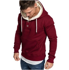 Sudadera con Capucha Azul Marino para Hombre, con Detalle de Botones, Corte Regular, Informal, de Punto, de Algodón, para Otoño - Product Image 5