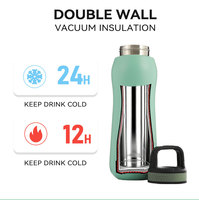 Bouteille d'eau en acier inoxydable à double paroi en forme de gourde de 350 ml et 500 ml avec différents couvercles