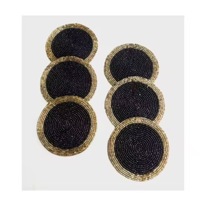 Handmade Elegant Art <b>Beaded</b> Cocktail <b>Coasters</b> Waterproof for Housewarming Gifts Made in India - Product Image 4