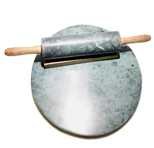 Planche à rouler en marbre et rouleau à pâtisserie avec poignées en bois, qualité alimentaire, pour usage en cuisine, best-seller en promotion - Product Image 1